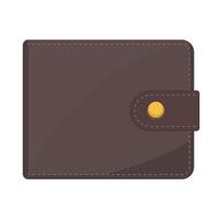 Brown Leather Wallet with Button Strap Illustration. This is a clean and minimalistic flat illustration of a closed brown leather wallet. vector