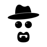 Mysterious Character with Hat Silhouette Illustration. This artwork portrays a stylized face with bold, minimalist features. vector