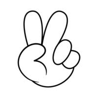 Hand Showing the Number Two Illustration. This is a simple black and white illustration of a hand displaying the number two by raising two fingers. vector
