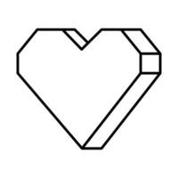 Geometric Heart Outline Illustration. The heart is composed of clean, straight lines forming sharp angles, giving it a modern, faceted appearance. vector
