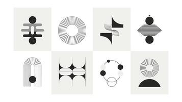 Abstract Geometric Art Minimalist Black and White Shapes for Modern Design and Decoration vector