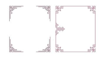 Elegant Burgundy Geometric Frame and Corner Design Elements for Invitations and Decorations vector
