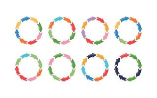 Colorful Arrow Circle s for Process Diagrams and Circular Flow Charts, Various Color Schemes vector