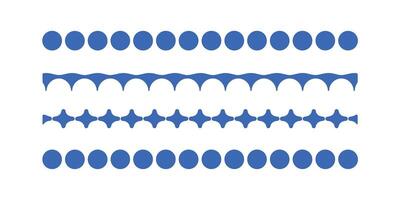 Four Blue Border Designs with Circles, Arches, and Stars in a Row vector