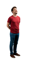 Man Standing Smiling with Eyes Closed png
