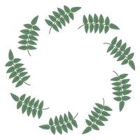 Leaves circle frame. Round border made of leaves. flat wreath isolated on white background vector