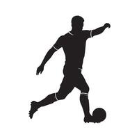 Soccer player kicking ball silhouette isolated on white background vector