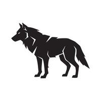 Geometric wolf silhouette standing proudly isolated on white background vector