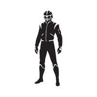 Futuristic racer man silhouette standing isolated on white background vector