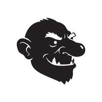 Grinning troll face silhouette isolated on white background vector