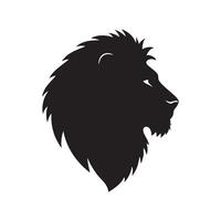 Black lion head profile silhouette isolated on white background silhouette vector