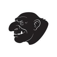 Black silhouette of a troll s head isolated on white background silhouette vector
