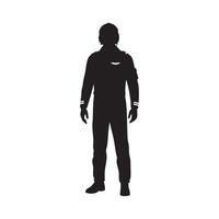 Pilot in uniform silhouette isolated on white background vector