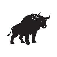 Powerful black silhouette of a charging bull isolated on white background vector
