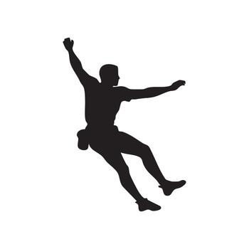 Man in dynamic pose with arms outstretched silhouette isolated on white background vector