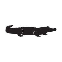 Black alligator silhouette isolated on white background illustration vector