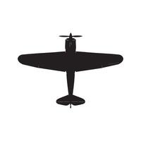 Classic propeller airplane silhouette isolated on white background vector