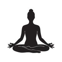 Silhouette of a person meditating in lotus pose isolated on white background silhouette vector