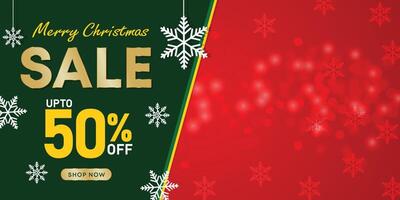 Dual tone Christmas sale background with snowflake border and discount highlight vector