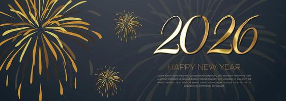 Golden Glow 2026 Happy New Year Banner with Elegant Light Trails and Luxury Layout vector