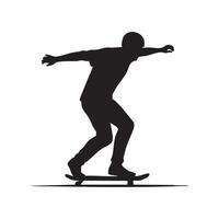 Skateboarder performing a trick silhouette isolated on white background vector