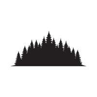 Dense forest evergreen trees silhouette isolated on white background vector