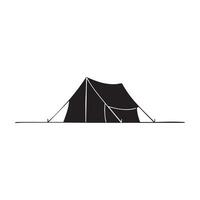 Simple black silhouette of a camping tent isolated on white background silhouette vector