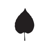 Black silhouette of a single heart shaped leaf with stem isolated on white background silhouette vector