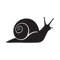 Black silhouette of a snail with antennae crawling on a white background silhouette isolated on white background vector