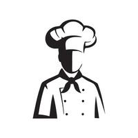 Stylized chef icon with toque and uniform silhouette isolated on white background vector