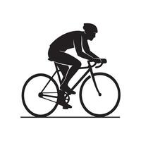 Cyclist riding a road bicycle in a dynamic silhouette isolated on white background vector