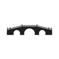 Elegant arched stone bridge with decorative railings silhouette isolated on white background vector