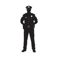 Police officer silhouette standing proudly isolated on white background silhouette vector