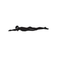Swimmer in a competitive freestyle stroke silhouette isolated on white background vector