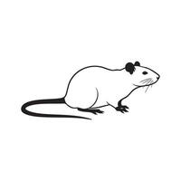 A simple black and white silhouette of a rat isolated on white background silhouette vector