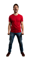 Man Screaming in Frustration with Clenched Fists png