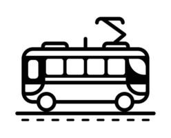 Simple Line Art Tram Illustration for Transportation and Urban Concepts vector