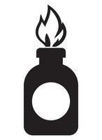 Flame Emitting from Bottle Symbol for Safety and Hazard Signage Use vector