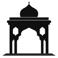 Serene Black Silhouette of a Majestic Islamic Archway Gateway, Peaceful Mosque Entrance Design, Elegant Architectural Symbol vector
