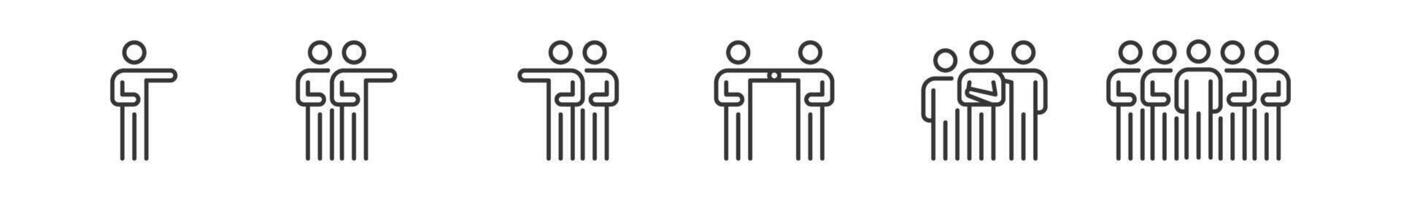 People Team Business Work Group Line Icons, Presentation People, Symbol Perfect Design Simple Set For Using In Web Site Logo App UI Infographics Report vector