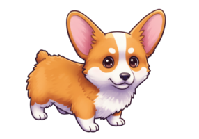 Cute Cartoon Corgi Dog Illustration with Happy Expression png
