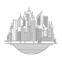 Urban Landscape Sketch in Ink Style vector