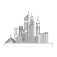 Metropolitan Skyline Pen and Ink Artwork vector