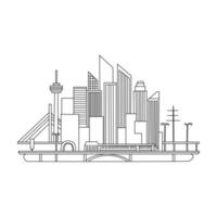 Monochrome Cityscape Ink Drawing vector