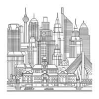 City Outline Drawing in Sketch Style vector
