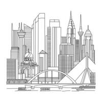 Urban View Hand Drawn Scene vector