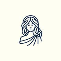 the woman with long hair in a line drawing vector