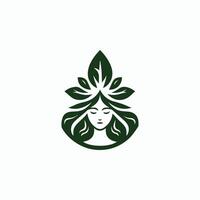the woman's face with leaves on it vector
