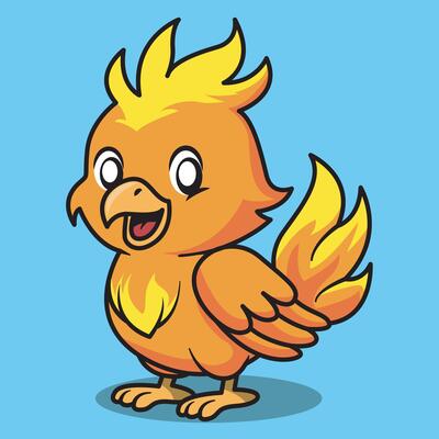 Cartoon Illustration of Phoenix Bird Mascot