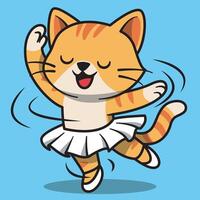 Dancing cat in a tutu vector